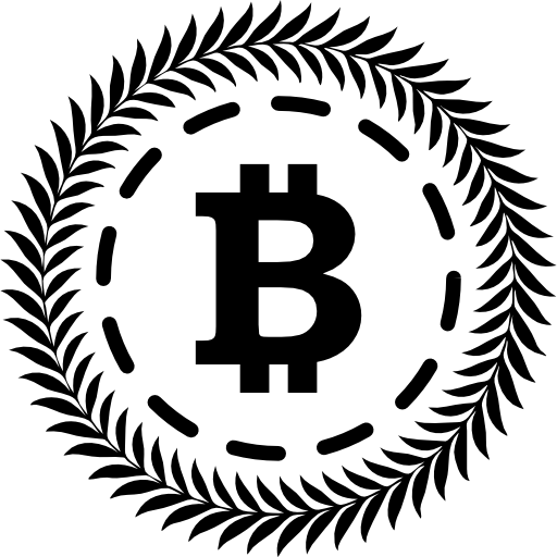 Bitcoin surrounded by a circle of olive leaves Free Icon