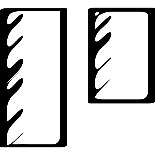símbolo social bosquejado de dos rectángulos verticales de diferente tamaño icono gratis