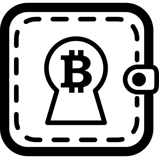 signo de bitcoin en forma de ojo de cerradura en una billetera icono gratis