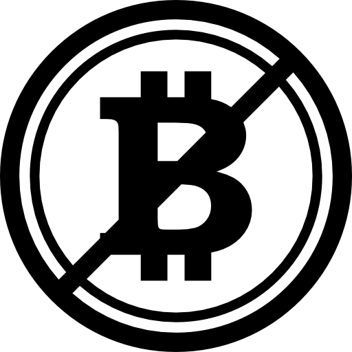 símbolo de bitcoin no aceptado con una barra icono gratis