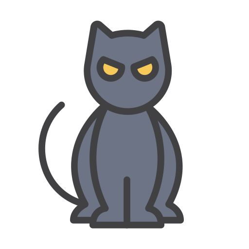 Gato preto - ícones de dia das bruxas grátis