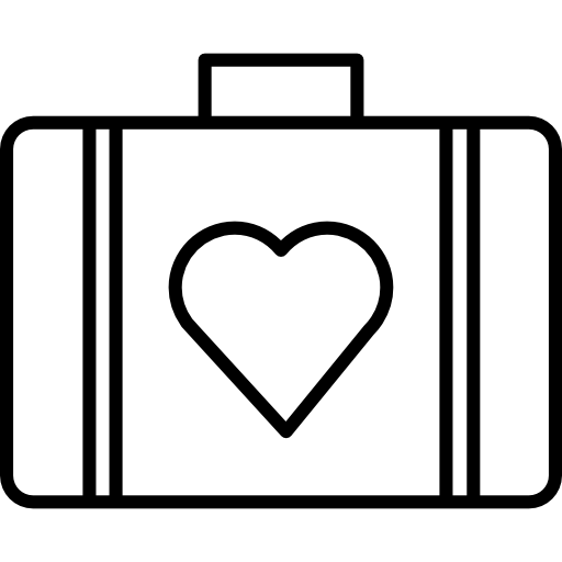 maleta de estuche negro con forma de corazón icono gratis