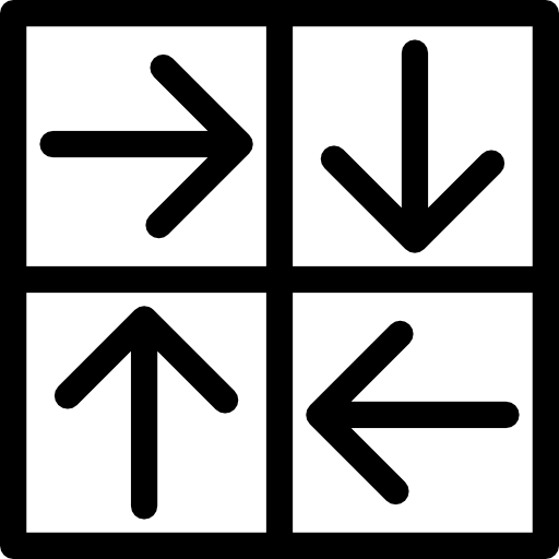 cuadrados de cuatro flechas en diferentes direcciones. icono gratis