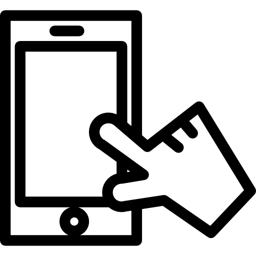 mano tocando la pantalla de un teléfono celular icono gratis