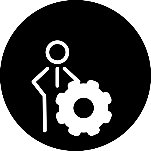 Person outline with cogwheel symbol - Free people icons