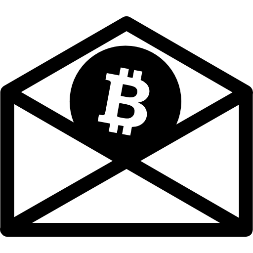 bitcoin dentro de un contorno de sobre de correo icono gratis