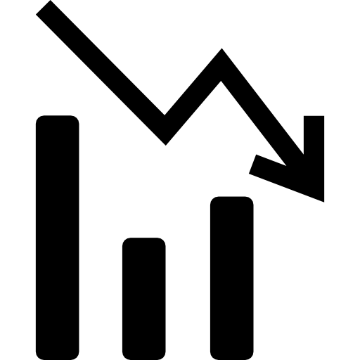 gráfico de barras de análisis de datos con línea descendente icono gratis