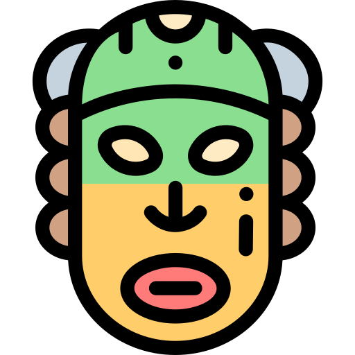 African mask Detailed Rounded Lineal color icon