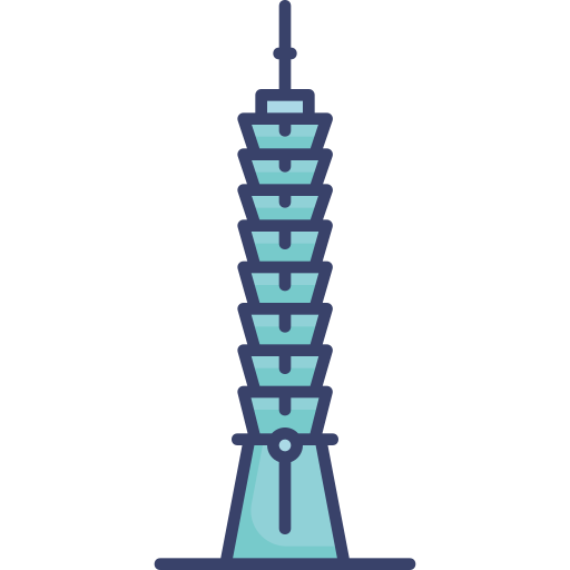 Icône de Taipei 101 Roundicons Premium Lineal Color