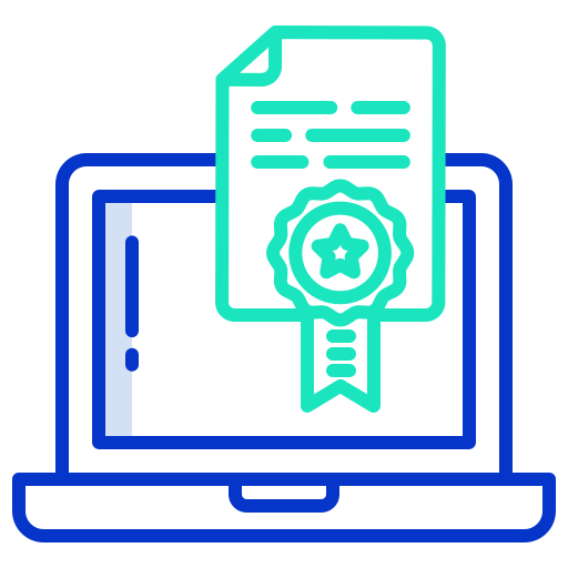 certificado en línea icono gratis