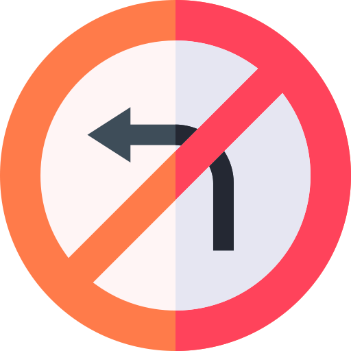 No turn left Basic Straight Flat icon