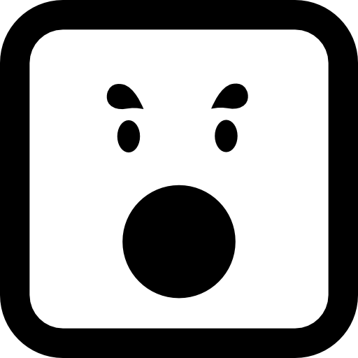 Emoticon quadrado rosto surpreso com boca circular aberta - ícones