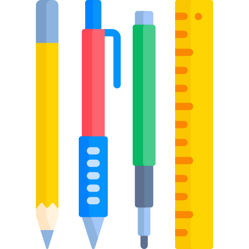 Stationery with Ruler, Pencil, Pen and Book Cartoon Vector Icon  Illustration (2) - Stationery - Sticker