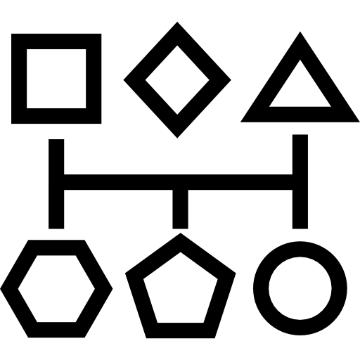 contornos de formas geométricas básicas en un gráfico conectado por líneas icono gratis