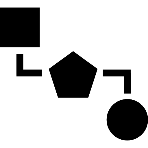 esquema de bloques de tres formas geométricas negras. icono gratis