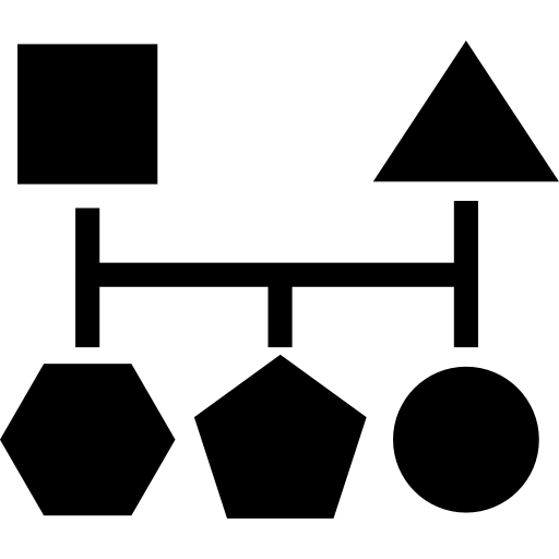 schéma de blocs de cinq formes noires géométriques de base Icône gratuit