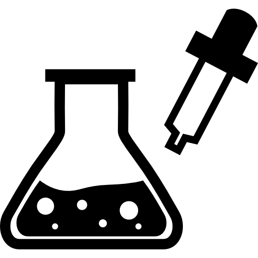 Flask with liquid and a dropper icon