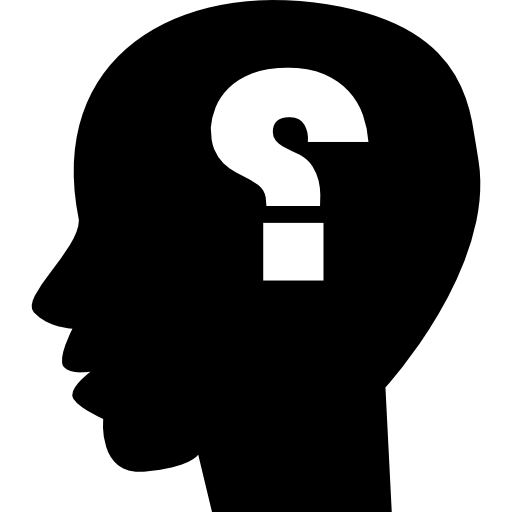 Question sign in bald head - Free icons