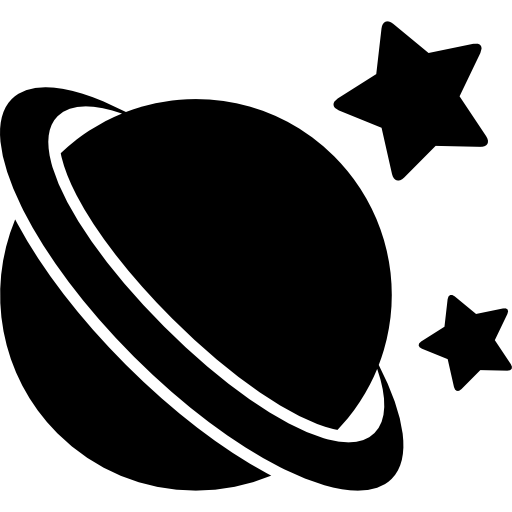 saturno forma negra con estrellas alrededor icono gratis