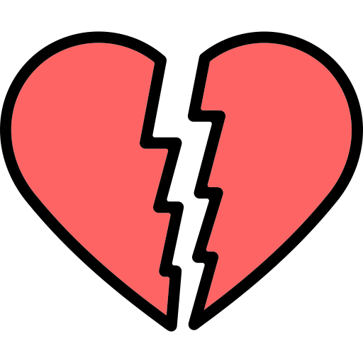 Broken heart Generic Outline Color icon