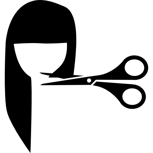 Female hair cut with scissors free icon