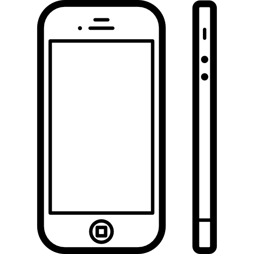 teléfono desde dos puntos de vista frontal y lateral icono gratis