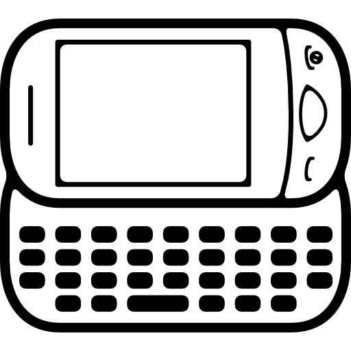 variante de teléfono móvil redondeado con teclado en posición horizontal icono gratis