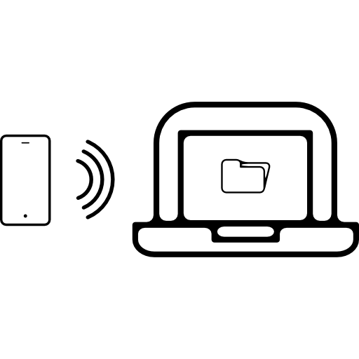 transmisión de teléfono a una carpeta de portátil icono gratis