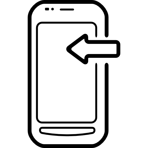 teléfono con flecha izquierda icono gratis
