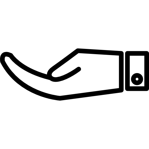 Receiving hand outline with palm up inside a circle free icon