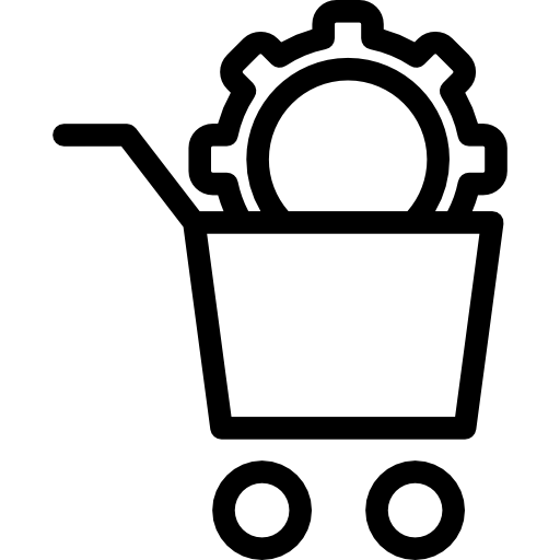 símbolo de interfaz de esquema de configuración de cesta de compras en un círculo icono gratis