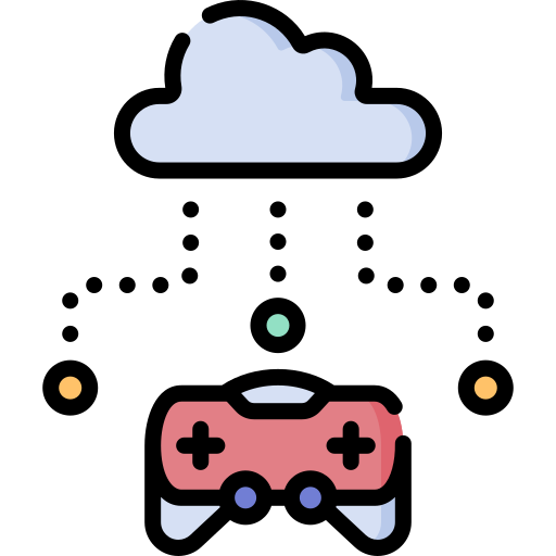 Ícone de jogos em nuvem com controladores de jogo em branco
