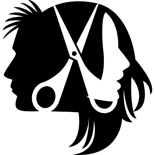 Heads hairs and scissors free icon