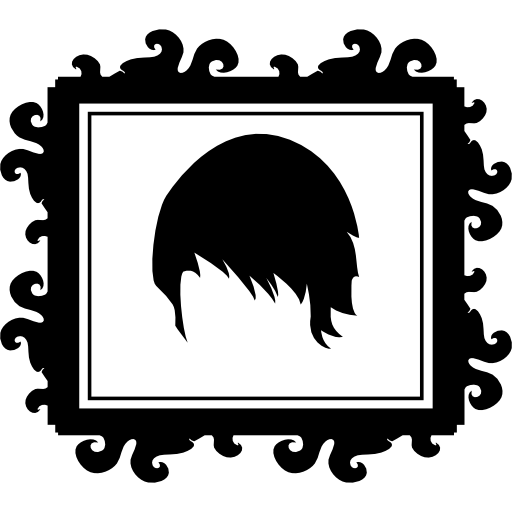 reflejo de forma de pelo corto en un espejo rectangular de peluquería icono gratis