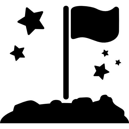 bandera en un planeta bajo las estrellas icono gratis