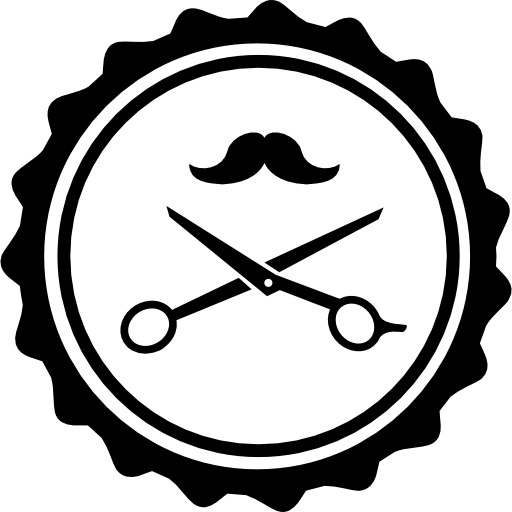 insignia de peluquería con tijeras y bigote icono gratis