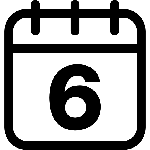 página de calendario en el día seis icono gratis