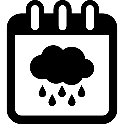 saison des pluies sur le symbole de la page du calendrier Icône gratuit