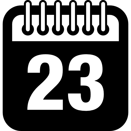 página de calendario diario el día 23 icono gratis