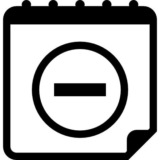 símbolo de la interfaz de calendario con el signo menos icono gratis