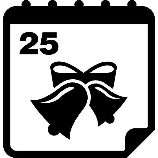 página de calendario con campanas de navidad el día 25 icono gratis