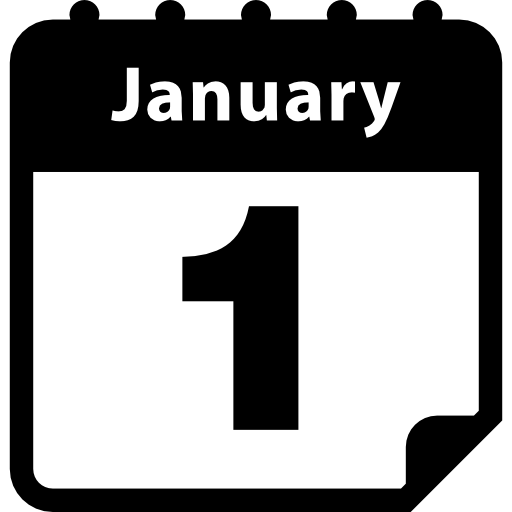 símbolo de interface da página do calendário do primeiro dia anual grátis ícone