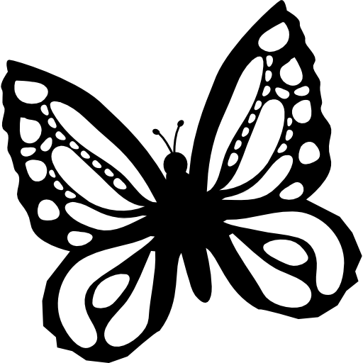 mariposa de hermoso diseño desde la vista superior ligeramente girada hacia la izquierda icono gratis