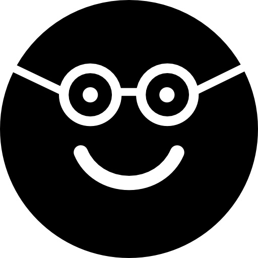 nerd heureux visage souriant au visage carré arrondi Icône gratuit