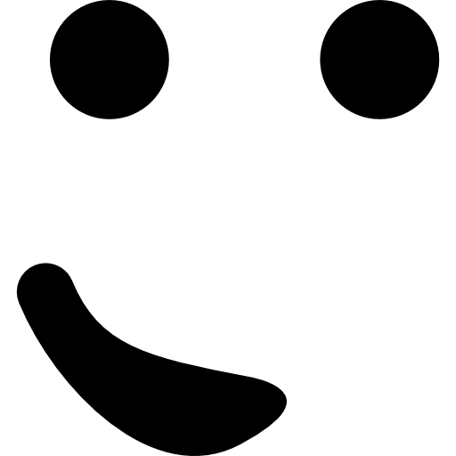 cara de emoticon con la boca a un lado como una pequeña sonrisa en un cuadrado redondeado icono gratis