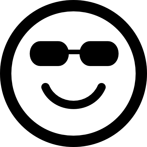 feliz sonriente cara cuadrada emoticon con gafas de sol icono gratis