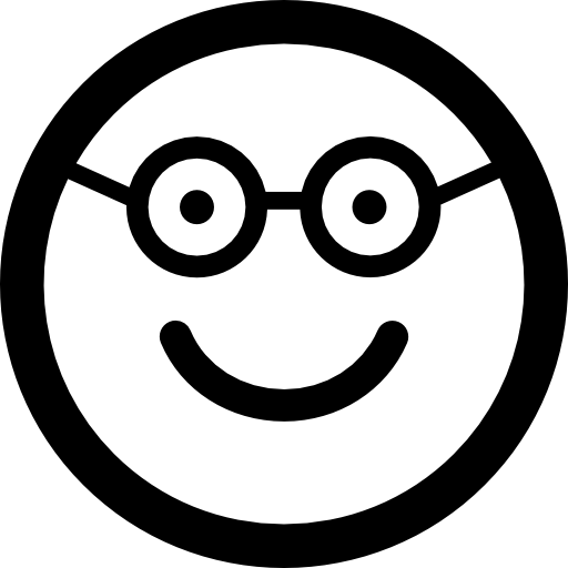 nerd feliz cara sonriente en cara cuadrada redondeada icono gratis