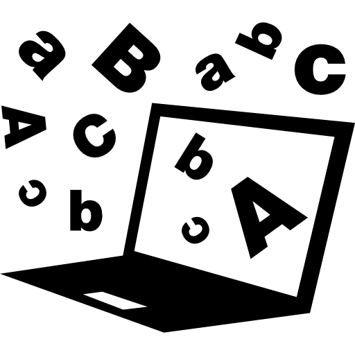 computadora con signos de letras flotantes icono gratis