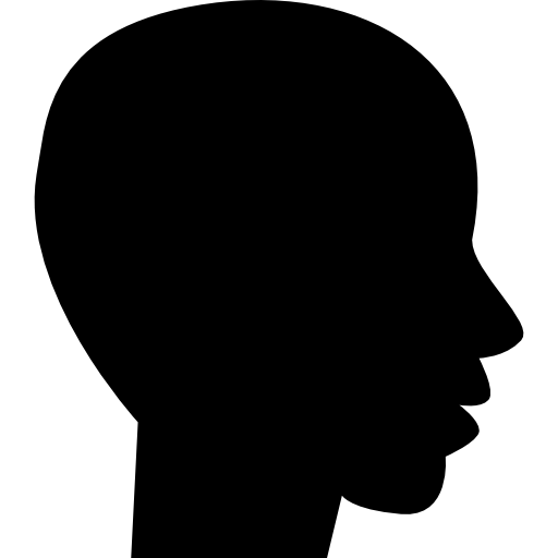 vue latérale de la tête silhouette noire de forme chauve mâle Icône gratuit