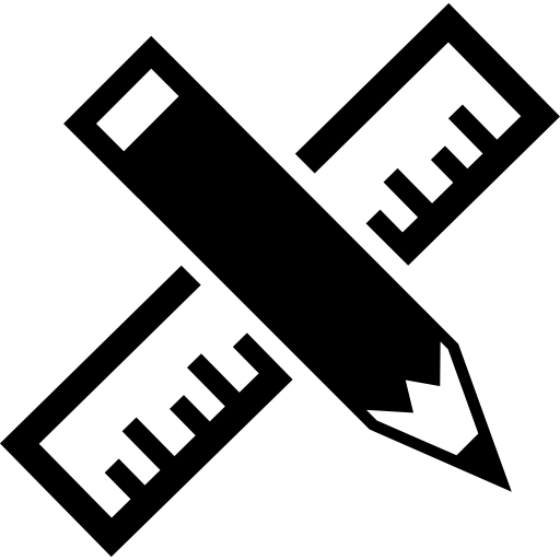 Pencil and ruler cross of school materials free icon